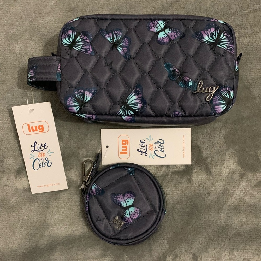 Lug Bolt Mini and Circle Coin Pouch Butterfly Grey